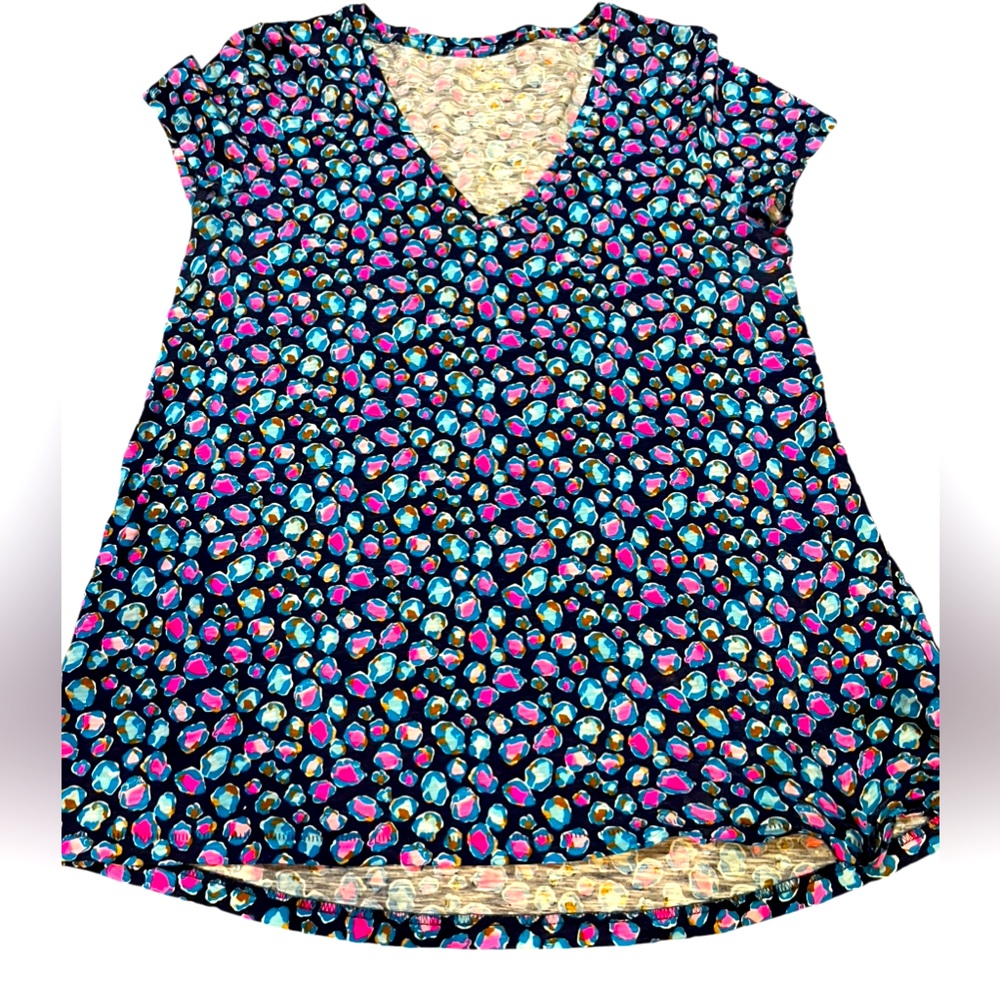 Lilly Pulitzer blue and pink v-neck shirt like new condition women's size small